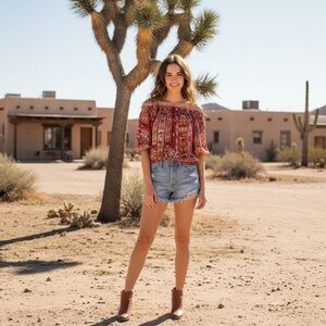 Rachel Zoe Multicolor Bohemian Blouse (Size M)